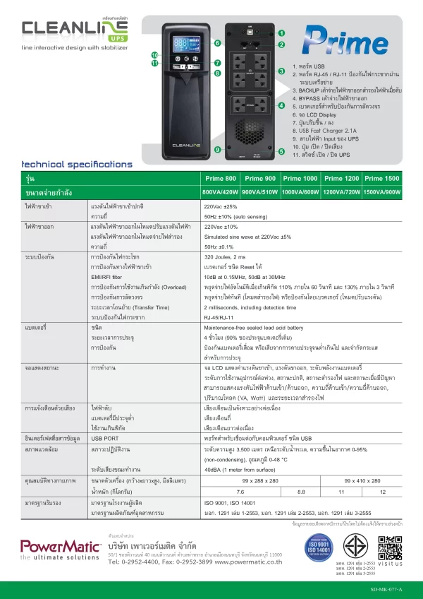 Cleanline Prime-1000 1000VA/600W - Image 5