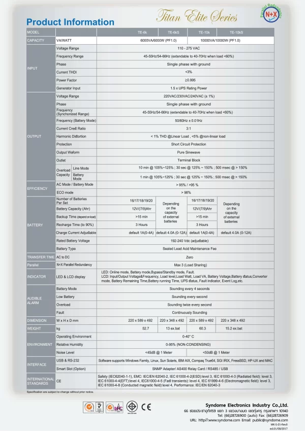 SYNDOME TE-10000 10000VA/10000W - Image 3