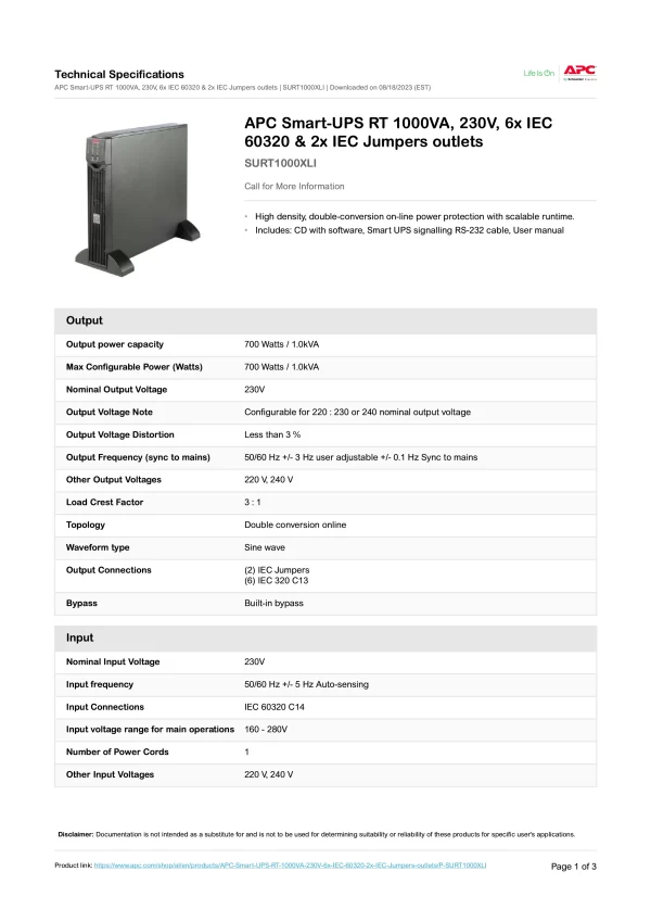 APC- Smart-UPS RT 1000VA/700W - Image 5